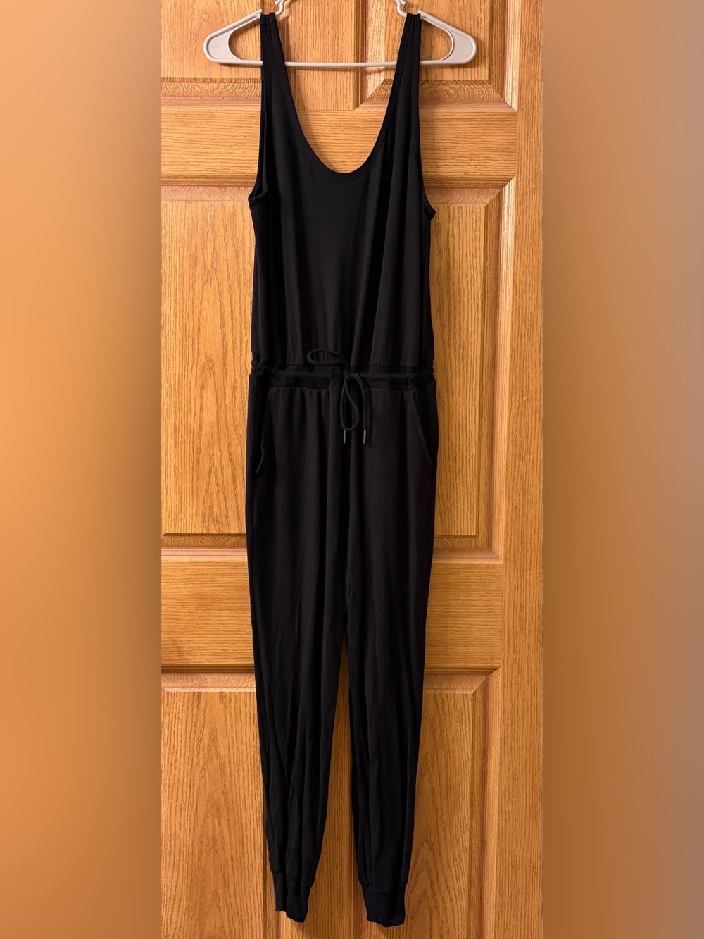 Athleta Black Sleeveless Drawstring Waist Jumpsuit